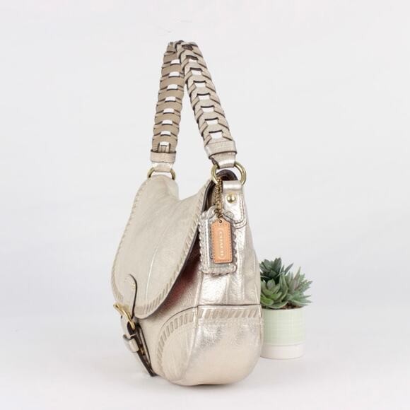 Coach Metallic Whipstitch Leather Bag in Champagne Metallic Gold - Picture 4 of 7